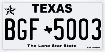 TX license plate BGF5003