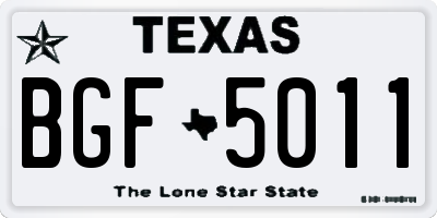 TX license plate BGF5011