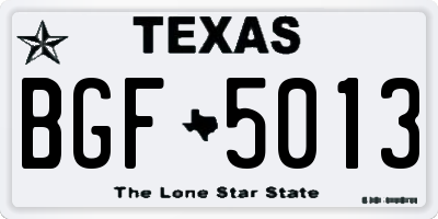 TX license plate BGF5013