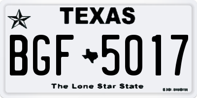 TX license plate BGF5017