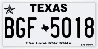 TX license plate BGF5018