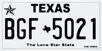 TX license plate BGF5021