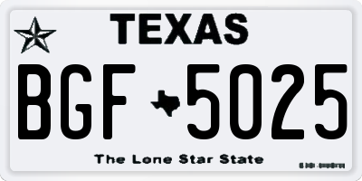 TX license plate BGF5025