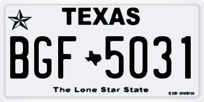 TX license plate BGF5031