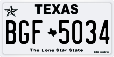 TX license plate BGF5034
