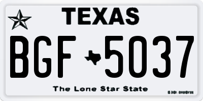 TX license plate BGF5037