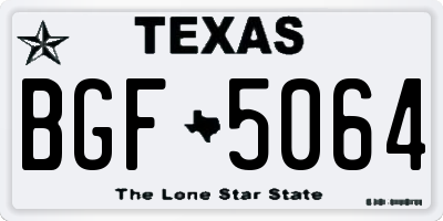 TX license plate BGF5064
