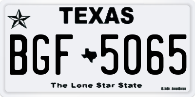 TX license plate BGF5065