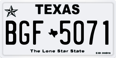 TX license plate BGF5071
