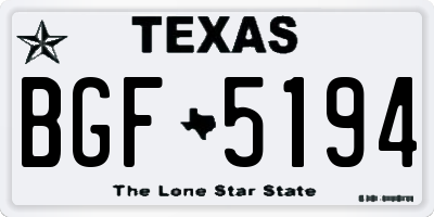TX license plate BGF5194