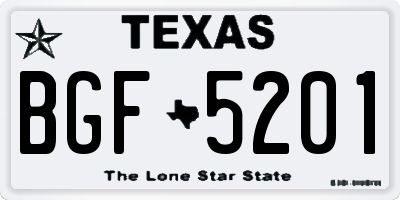 TX license plate BGF5201