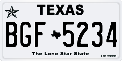 TX license plate BGF5234