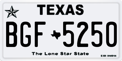 TX license plate BGF5250