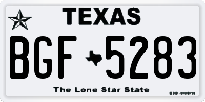 TX license plate BGF5283