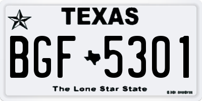 TX license plate BGF5301