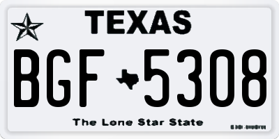 TX license plate BGF5308