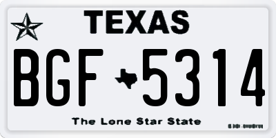 TX license plate BGF5314