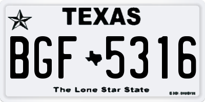 TX license plate BGF5316