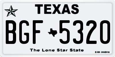 TX license plate BGF5320