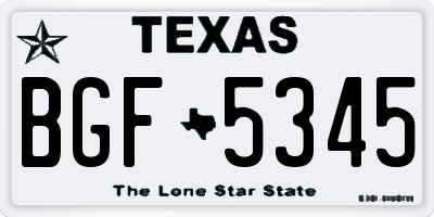 TX license plate BGF5345