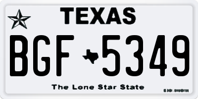 TX license plate BGF5349
