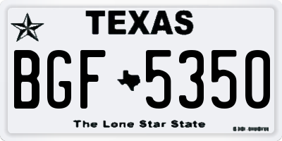 TX license plate BGF5350