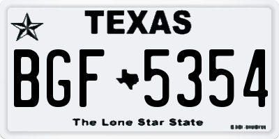 TX license plate BGF5354