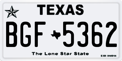 TX license plate BGF5362