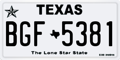 TX license plate BGF5381