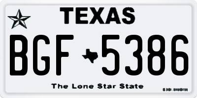 TX license plate BGF5386