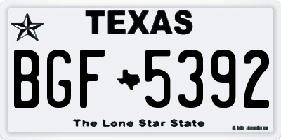 TX license plate BGF5392
