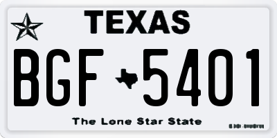 TX license plate BGF5401