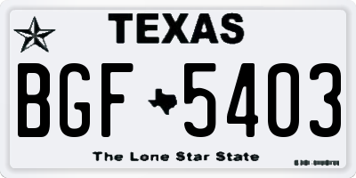 TX license plate BGF5403