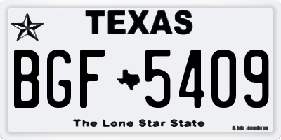 TX license plate BGF5409