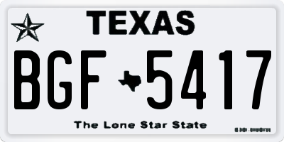 TX license plate BGF5417