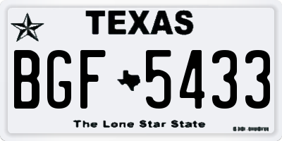 TX license plate BGF5433