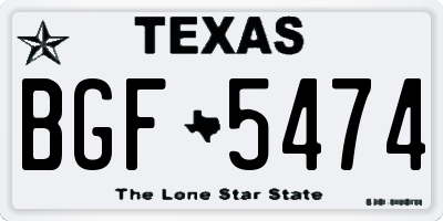 TX license plate BGF5474