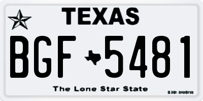 TX license plate BGF5481