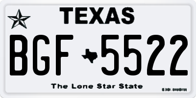 TX license plate BGF5522