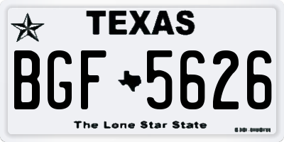 TX license plate BGF5626