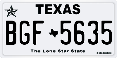 TX license plate BGF5635