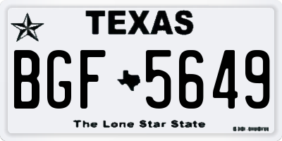 TX license plate BGF5649