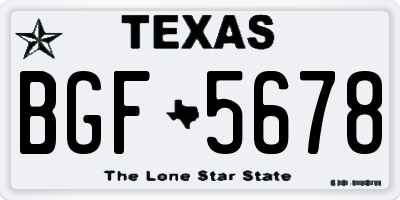 TX license plate BGF5678