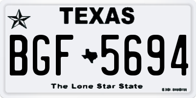 TX license plate BGF5694