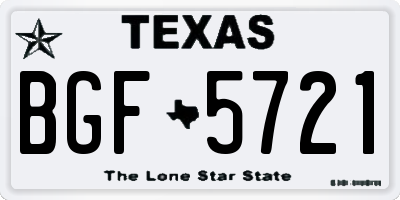 TX license plate BGF5721