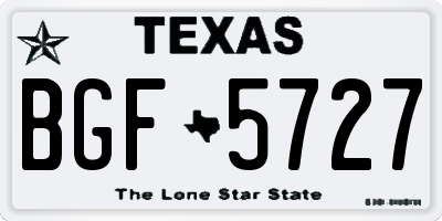 TX license plate BGF5727
