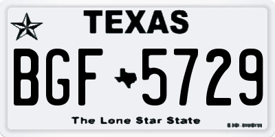 TX license plate BGF5729