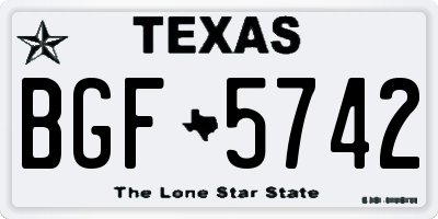 TX license plate BGF5742