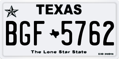TX license plate BGF5762