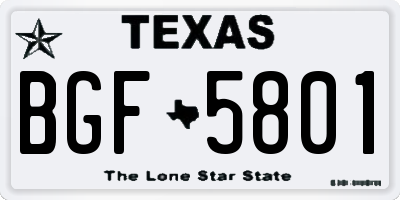 TX license plate BGF5801